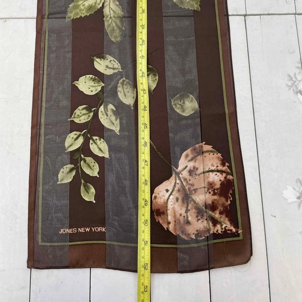 Jones New York Brown Leaf Print Scarf